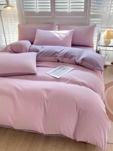 Soft Skin-Friendly Washed Cotton Four-Piece Set Duvet Cover Bed Sheet Student Dormitory Bedding Single Three-Piece Set Quilt Cover LZD