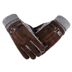 2025 Winter Mens Warm Gloves Genuine Suede Pig Leather Gloves Mittens Male Thick Bike Motorcycle Gloves Men Knitted Guantes