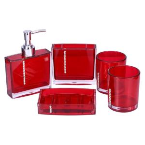 Hiện đại 5Piece Acrylic phòng tắm yếu tố cần thiết thiết lập với cốc đánh răng Hộp đựng xà phòng phụ kiện nhà tắm vanitys Bộ sưu tập