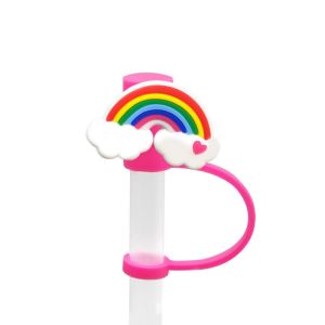 A5TG Phim hoạt hình Tái sử dụng Rơm Mẹo Bìa Cup Phụ Kiện Công Cụ nhà bếp Rơm Cắm Mẹo Bìa Uống Dust Cap Bằng Chứng giật gân Phích Cắm