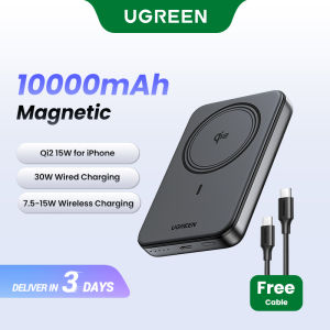 UGREEN 10000mAh PD 20W/30W Powerbank USB Type C Magnetic 15W Qi Wireless Charging Power Bank Portable Charger Compatible for iPhone 17 16 Pro Max iPhone 17 Air Airpods Samsung S26 Ultra S25 Pixel Huawei Honor Xiaomi 36Wh OK for Airplane Model: PB761