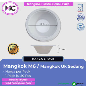 Mangkuk Plastik Sedang Kecil Mangkok Tempat Makanan Somay Sekali Buang Pakai Warna Putih Polos M6 M7 Per Pack Isi 50 Pcs Mangkok Tahan Panas Wadah Makanan Pesta Tempat Saji Praktis Multifungsi