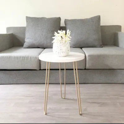 Meja Bulat Gold / Teras Table Round Coffe Meja Sudut minimalis Cafe Dining meja Kamar / Tamu
