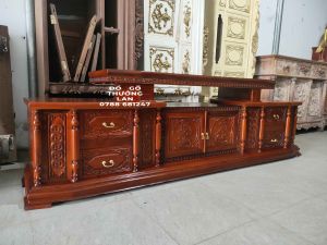 Tủ Vát gỗ hương đá dài 220x75x49 (làm kt tùy ý) kệ tivi bày đồ