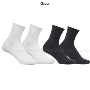 Combo 10 đôi vớ cổ trung nam nữ GOMTAT chất liệu cotton mềm mịn thấm hút mồ hôi ôm chân không bó chặt - GOM-KLB-TRONLUNG-CB10