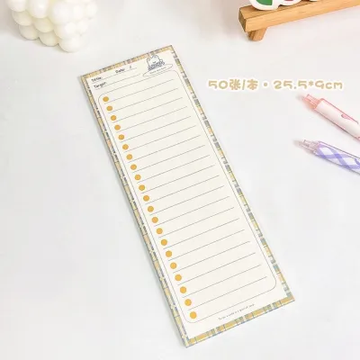 50 Sheets Long Notepad Weekly Planner CheckList To Do List Sticky Notes Memo Pad Time Management Cute Stationery