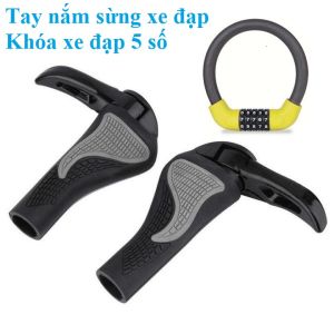 Khóa xe đạp 5 số Tặng tay nắm xe đạp thể thao sừng trâu chống trượt