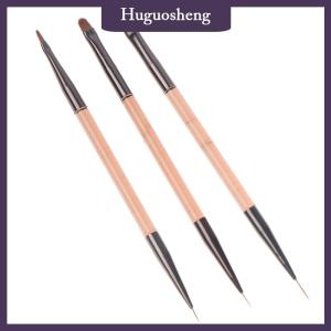 [huguosheng] 3Pcs Đôi Kết thúc 7 9 11Mm Lót Sơn Bàn Chải Móng Tay Nghệ Thuật Phẳng Vòng Vẽ Hoa DIY Cánh Hoa Bút Công Cụ