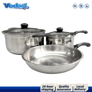 【Fast delivery】 3-Piece Saucepan Set with Glass Lids and Stay Cool Handle Cooking Pot Set for All Types of Cookers