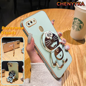 CHENYYKA Casing Ponsel untuk untuk OPPO A12 A12s A7 A5s A11K A5 A3s A12E Realme C1 Case sarung HP desain baru pola Doraemon lucu kartun Cases pola lapisan tipis melindungi Kesing tahan Casing Stands Softcase