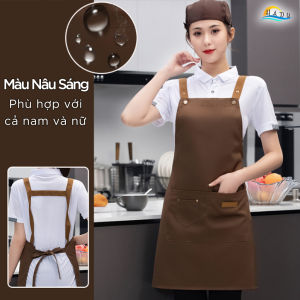 Tạp Dề Nấu Ăn Quán Cafe Vải Polyester HADU Chống Thấm Nước Chống Bám Bẩn Có Túi Đựng Tiện Lợi Dây Đeo Tùy Chỉnh Phong Cách Hàn Quốc Cao Cấp