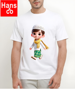 Kaos Pria Model Terkini Trending Motif 3D Bahan katun 24s Pergi Sholat H0636