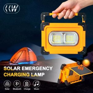 CCW 80W Solar Flood Light USB Rechargeable Spotlight Portable Camping Lamp Built-in Battery Solar Work Light Stand Magnetic Lantern Searchlight