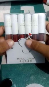 lipstik magic casa bear isi 6 warna lengkap matte waterproof tahan lama