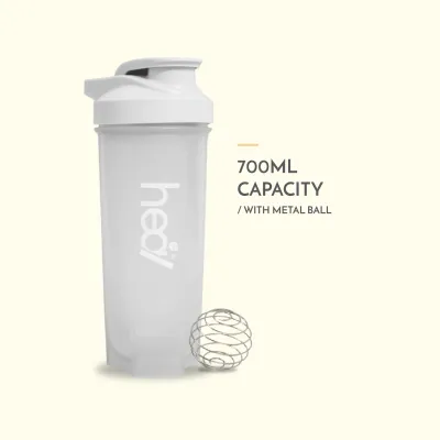 Heal Grey Protein Shaker Bottle with Reusable Mixing Ball | Blender Bottle Gym Bottle Drink Mixer