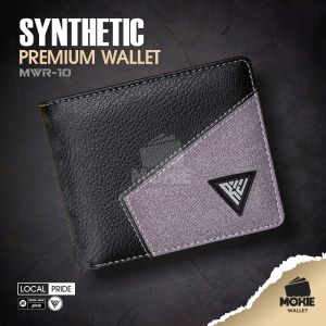 Dompet Lipat Pria Cowok Laki Laki Cowo Remaja Simple Keren Kekinian Synthetic Leather Wallet MWR10 Bahan Kulit Sintetis PU Premium Black Grey