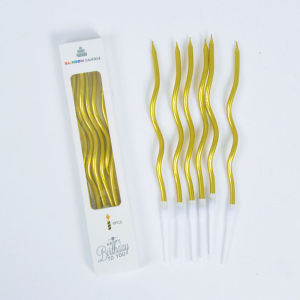 Ka💥6 pcs lilin ulang tahun berlapis emas / lilin kue ulang tahun spiral / lilin berwarna perak keemasan / lilin pesta ulang tahun / lilin bengkok melengkung