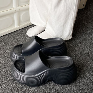 Free Shipping Thick-Soled Slippers For Women Outdoor Wear Fashionable EVA Height-Increasing Sandals Summer Soft-Soled Versatile Wavy One-Strap Wedge Heel WomenS Shoes
