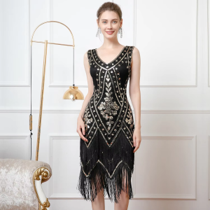 Deluxe Ladies 20s 1920s Roaring Flapper Costume Sequin Gatsby 20s Fancy Dress