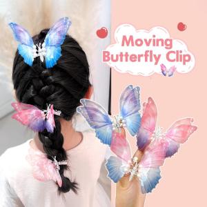 Children Gradient Moving Butterfly Barrette Tulle Hair Clip for Kids Girls Princess Colorful Hairpin Cute Headwear Accessories