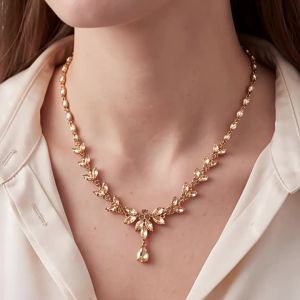 Thời Trang trang sức hình hoa Thiết Lập dây chuyền chạm xương quai xanh Vòng cổ hoa Và Hoa Tai Hoa ĐầM Dạ HộI Phụ Kiện trang sức tiệc trang sức cưới Cho Phụ Nữ