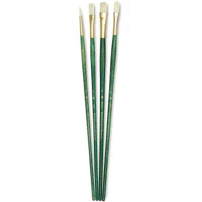 Princeton Brush Real Value Synthetic 4pc Long Handle Natural Bristle Brush Set
