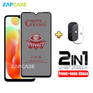 PAKET 2in1 Anti Gores Layar Privacy Xiaomi Redmi 12C Free Tempered Glass Camera Lens
