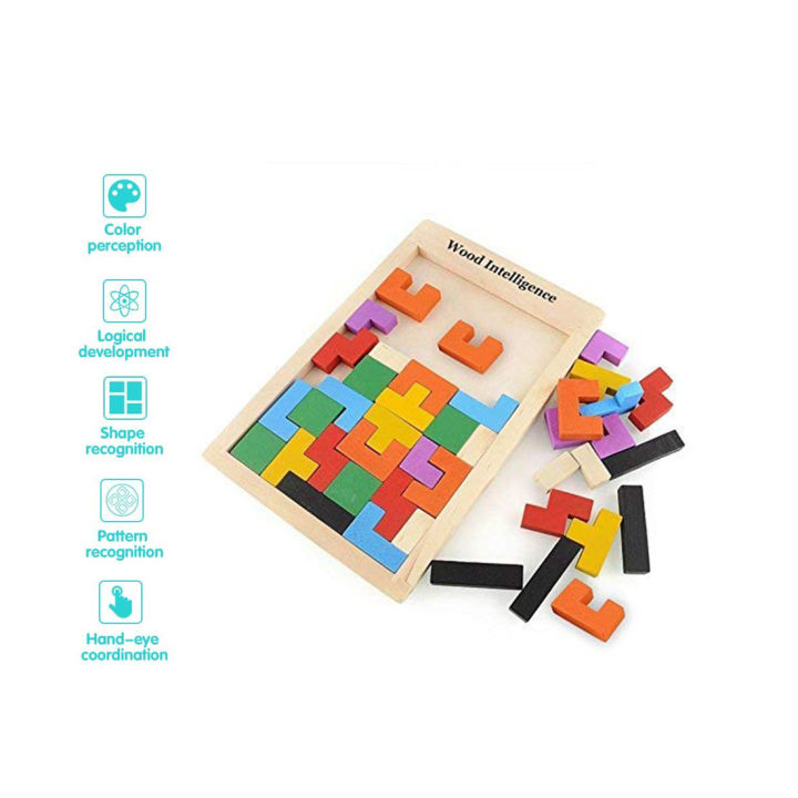 Puzzle Tangram En Bois Russian Blocks - Jeu De Logique Et Intelligence - Cadeau éducatif