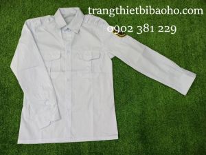 Áo đồng phục bảo vệ vệ sĩ màu trắng kèm logo tay dài thoáng mát