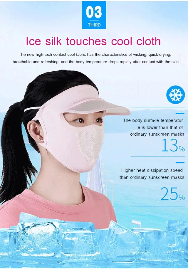 Women Silk Face Masks Breathable Full Face Masks Sunburn Protection Si