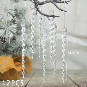 12 Pcs/pack Christmas crystal icicle pendantSimulation Icicle OrnamentsChristmas tree decor KERMODE