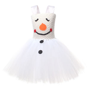 Christmas Snowman cos White Girls Dress Snow Treasure cos Clothes Christmas Party Clothes 4-Piece Set