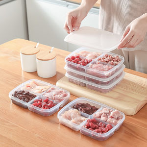 【Free Shipping】4 Grids Food Fruit Storage Box Portable Dispensers Refrigerator Freezer Organizers Sub-Packed Meat Onion Ginger Clear Crispe