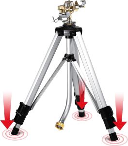 หัวสปริงเกอร์ฉีดน้ำบนฐานสามขาขนาดใหญ่360องศาสปริงเกอร์แบบพัลส์เตอร์ปรับได้สำหรับ Rumput Halaman และหญ้าฉีดสเปรย์ได้ถึง20-90ft(36นิ้ว) หัวทองเหลือง