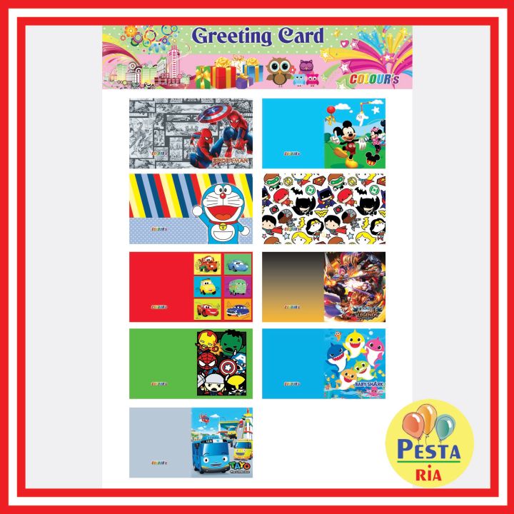 (5Pcs) MURAH !! KARTU UCAPAN KARAKTER COWOK + AMPLOP / GREETING CARD