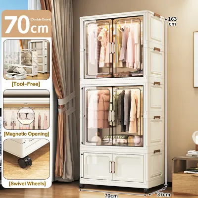 KUKI Foldable Large Capacity Clothing Storage Cabinet Easy to Install Home Organizer Dustproof Wardrobe
