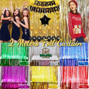 2M/3M Foil curtain Party Decorations Thicker Shiny Metallic Streamer Fringe Birthday Party Decor wall curtain background backdrops backgrounds birthday