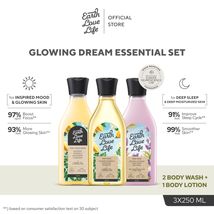 EARTH LOVE LIFE Glowing Dream Essential Kit 2 Body Wash & 1 Body
