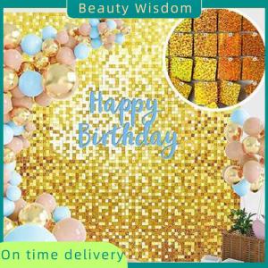 Beauty Wisdom PolychromeShimmer Wall Backdrop 3D Sequin Panel Backdrop Art Wall Backgroud Cloth Wedding Birthday Party Backdrop Decor