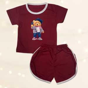 Setelan Kaos/Baju Playful Colour Anak Kartun BEAR TOPI NAVY BLUE Umur 6 Bulan - 7 Tahun