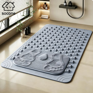 [New arrivals]Socone Non-Slip Bath Mat 16x28in (40x70cm) Massage Shower Mat with Suction Cups