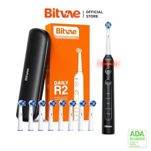 ใหม่! [แถมกล่องพกพา] Bitvae R2 สีดำ - แปรงสีฟันไฟฟ้า หัวแปรง ทรงกลม มีระบบ ตรวจจับ น้ำหนักมือ หัวแปรง เปลี่ยน 8 ชิ้น ใช้ได้กับ ยาสีฟัน ทุกชนิด