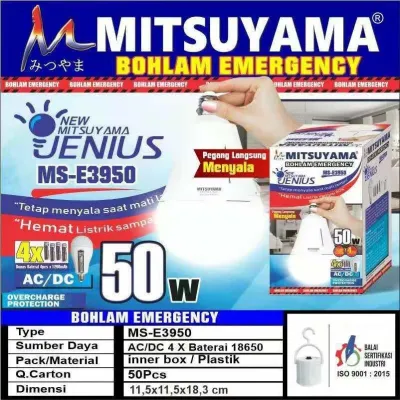 Lampu Bohlam Jenius 50 Watt LED Otomatis Mitsuyama Emergency MS-E3950