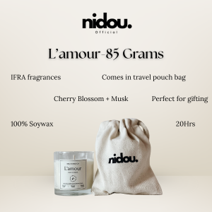 Nidou Candle Co Lamour 85/190g Premium Hand Poured Scented Candle Lilin Gift 100% Soy Wax