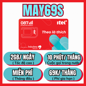 Sim 4G Vinaphone Itel MAY69S FREE 1 THÁNG Dùng Mạng Tốc Độ Cao 2GB Mỗi Ngày Kèm 10 Phút Gọi Gia Hạn 69K/Tháng | FREESHIP - CHƯA KÍCH HOẠT