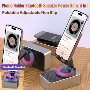Universal Mobile Phone Holder Bluetooth Speaker Power Bank 3 In 1 Desk Non Slip