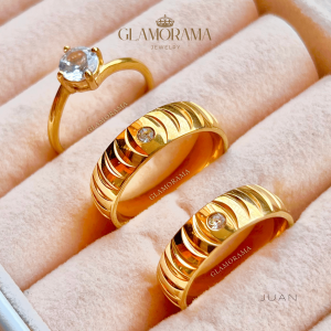 Glamorama Couple Rings: "Juan" Engagement & Wedding Ring Set