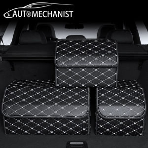 Car Trunk Organizer Detachable Portable Waterproof Leather Storage Bag with Cap