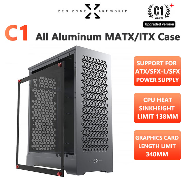 ZZAW C1 All Aluminum MATX/ITX Computer Case Support ATX Power