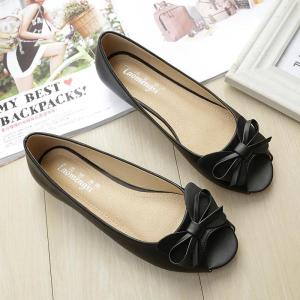 Bow Peep Toe Women Flats Spring Summer Fashion Soft Bottom Flat Lady Sandals Golden Shoes Slip On Big Sizes 33-43